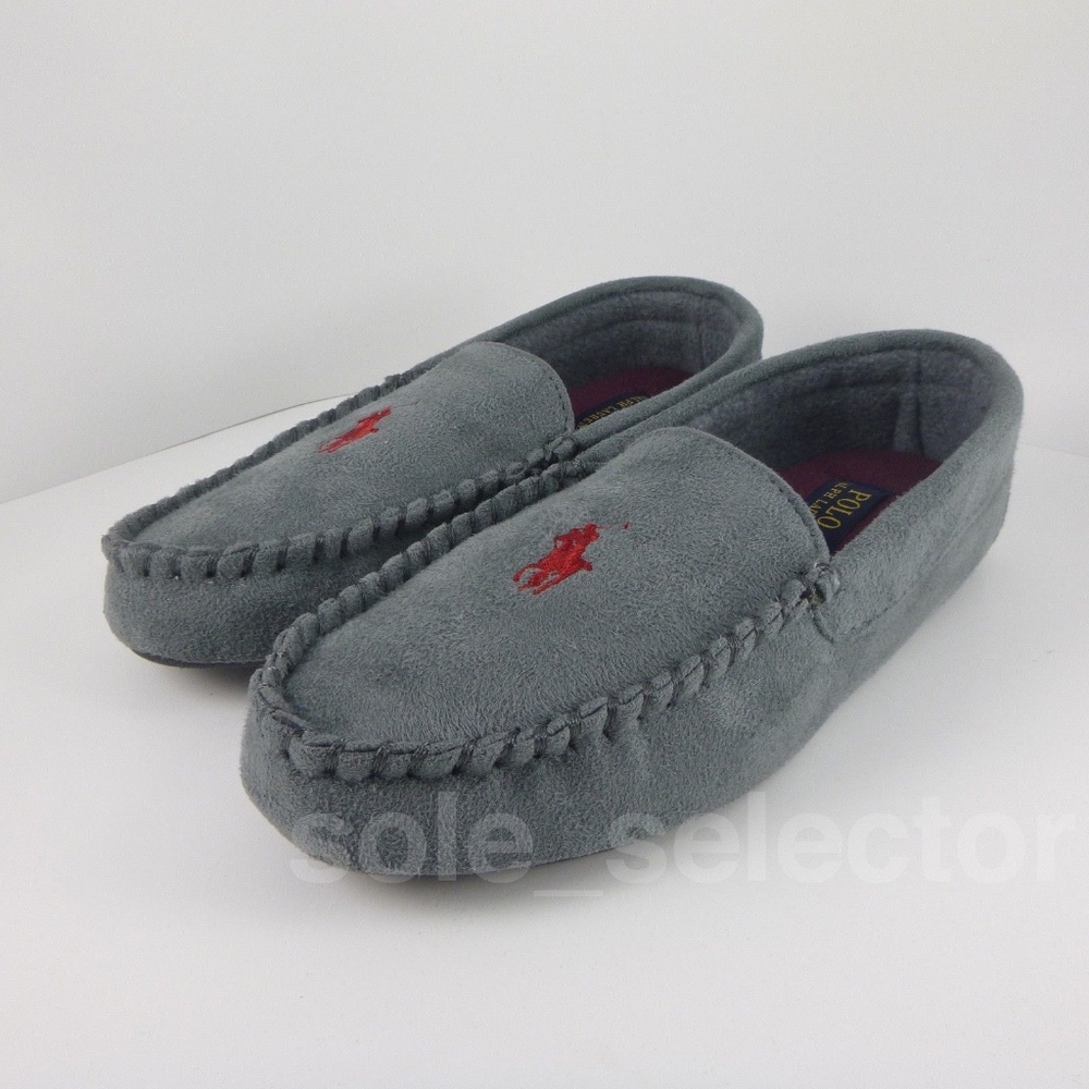 NWT Polo Ralph Lauren Moccasin Slippers Grey - Picture 2 of 7
